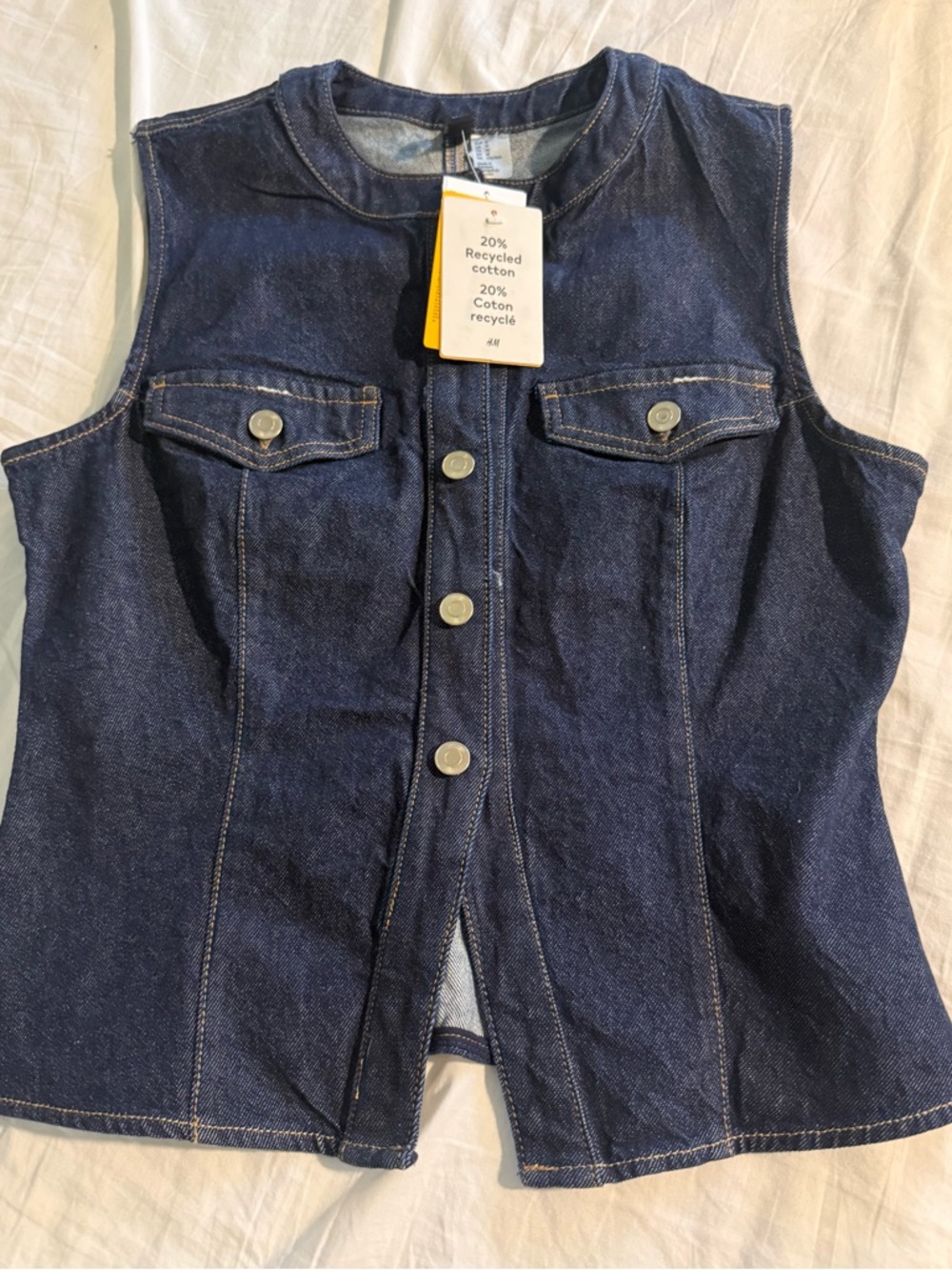 Dark Indigo Denim Button-Front Vest - Picture 3 of 4